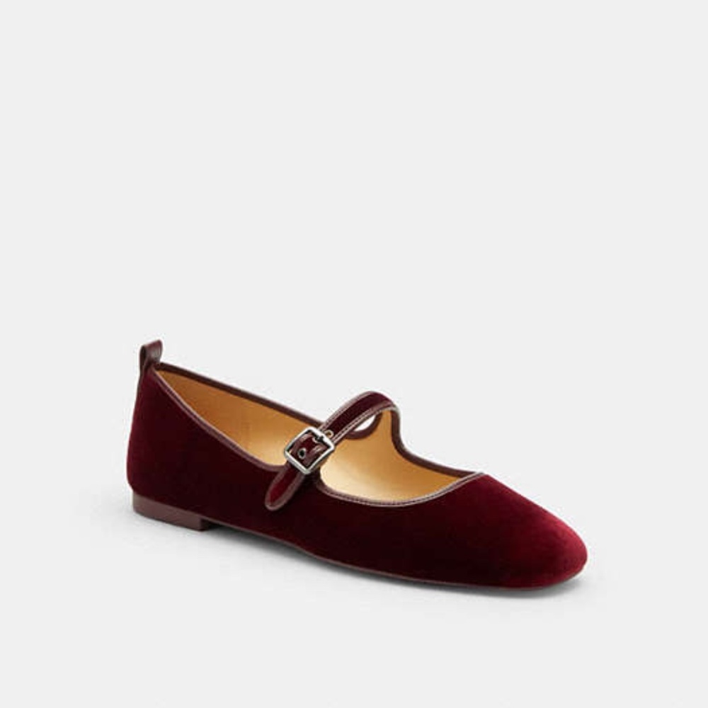C Rivet Mary Jane, burgundy velvet